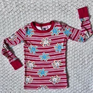 🤩 3 for 15 💲 Lands' End Pajama Top- red/ white stripes with snowflake cookies